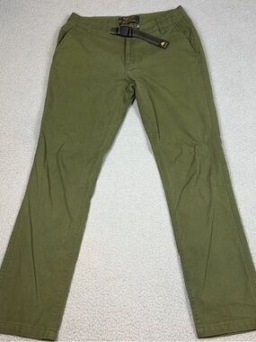 Burton Ridge Pants 31x32 Olive Green Slim Chinos with Integrated Webbing Belt